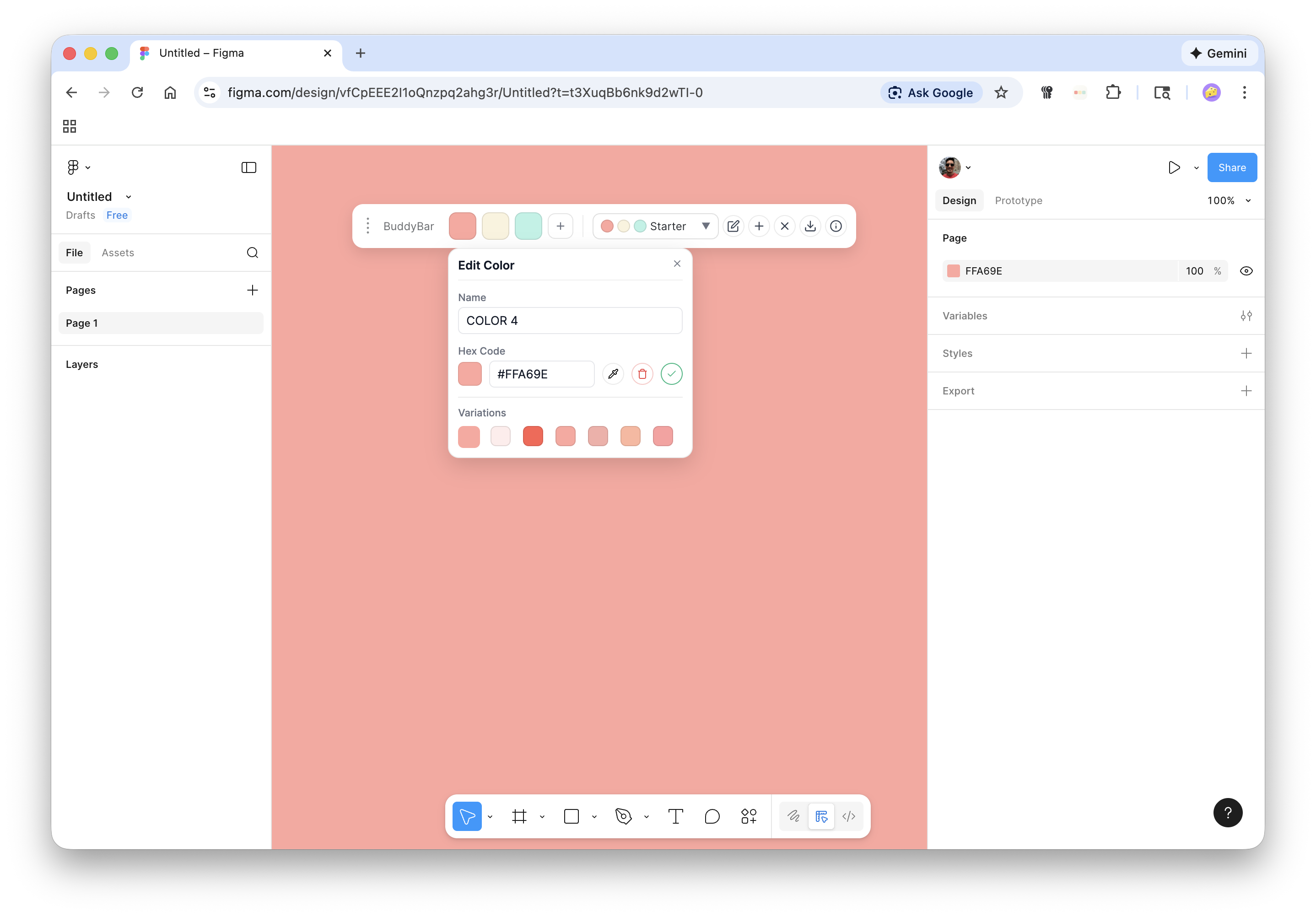 BuddyBar Chrome extension in Figma